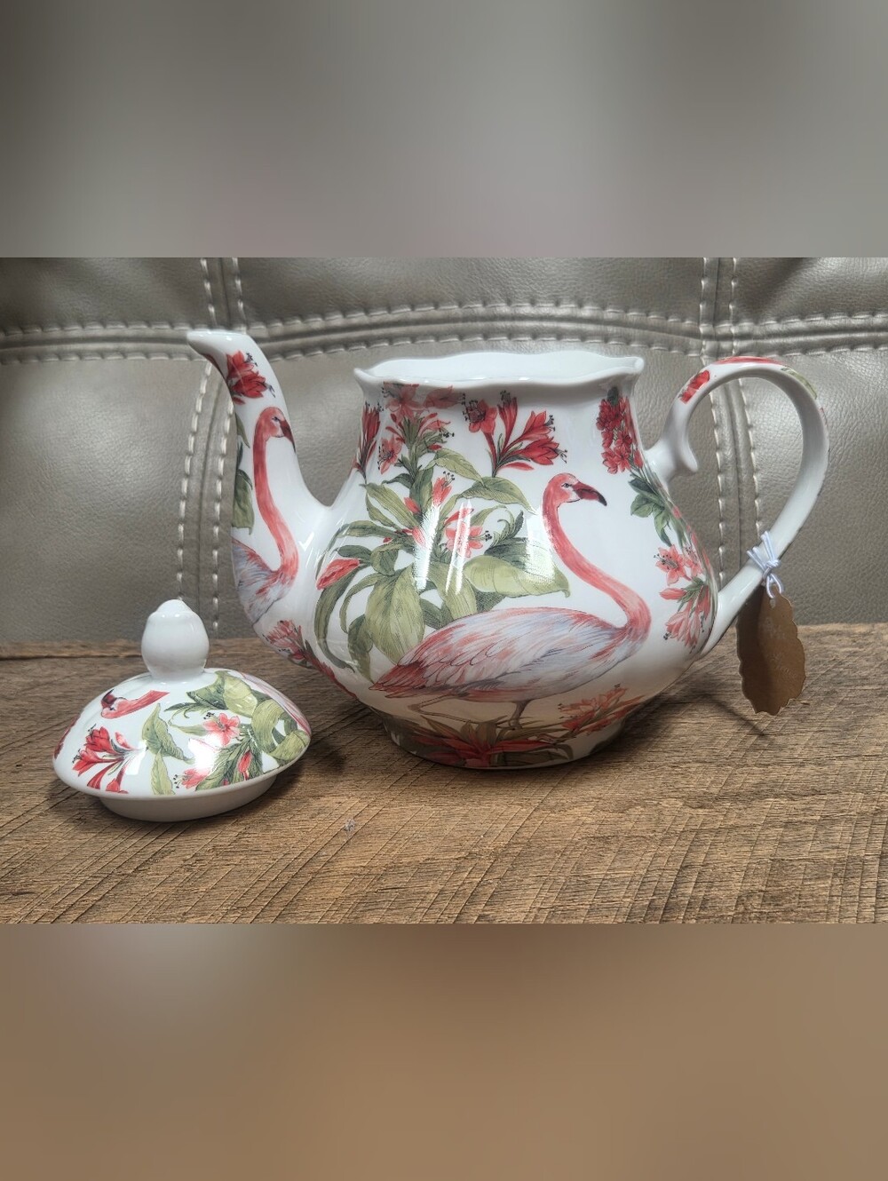 Kent Pottery Ashley Grace Collection Flamingo Porcelain Teapot with Lid Bin 1J